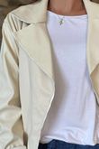 Made in Italy Runa Leather Look Relaxed Blazer Ecru